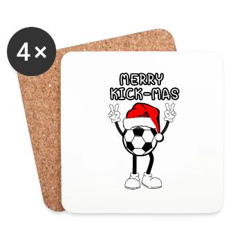 Joyeux Kick-Mas Noël - Noël du football - Dessous de verre (lot de 4) - blanc - Devant