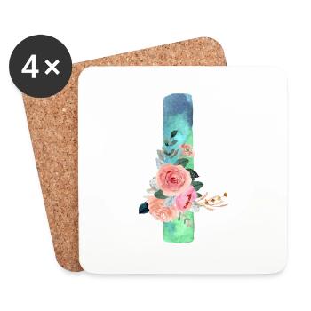Lettre I watercolor - Dessous de verre (lot de 4) - blanc - Devant