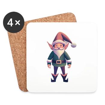 Lutin de Noël - Dessous de verre (lot de 4) - blanc - Devant