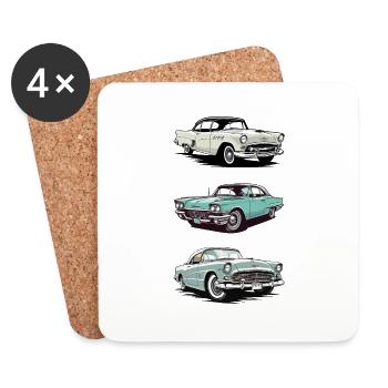 Retro cars. Old school graphic. - Coasters (set of 4) - white - Front