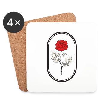 Rose Logo - Dessous de verre (lot de 4) - blanc - Devant