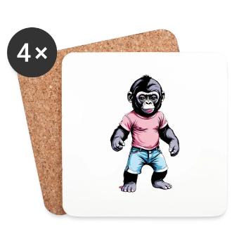 Gorille Boxeur Boxe - Dessous de verre (lot de 4) - blanc - Devant