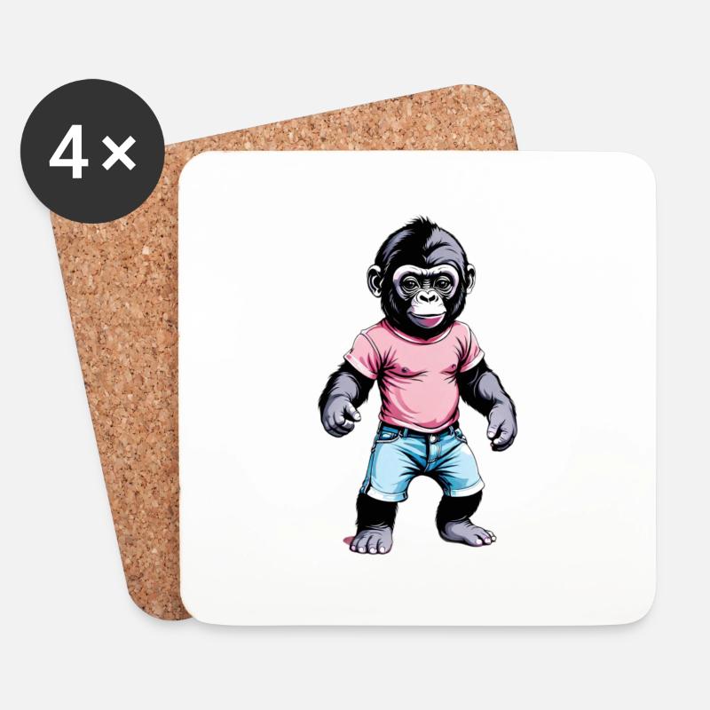 Gorilla Boxer Boxen - Untersetzer (4er-Set) - Weiß