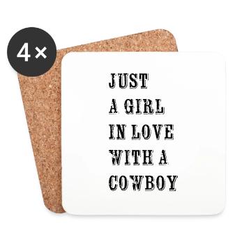 Funny Sayings, Cowboy, Valentine's Day, Love, Love - Coasters (set of 4) - white - Front