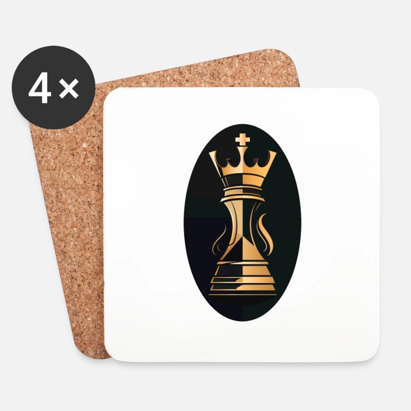 Schach Figur König - Untersetzer (4er-Set) - Weiß