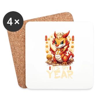 Year Of The Dragon Happy Chinese New Year 2024 - Untersetzer (4er-Set) - Weiß - Vorne