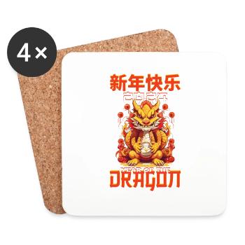 Year Of The Dragon Happy Chinese New Year 2024 - Coasters (set of 4) - white - Front