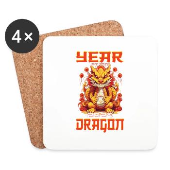 Year Of The Dragon Happy New Year 2024 Matching - Untersetzer (4er-Set) - Weiß - Vorne