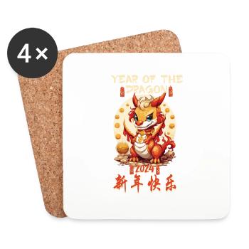 Year Of The Dragon Happy Chinese New Year 2024 - Coasters (set of 4) - white - Front