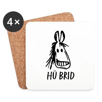 Hü Brid lachendes Pferd Hybrid - Untersetzer (4er-Set) - Weiß - Vorne