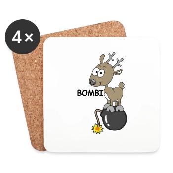 Bombi Cerf, images drôles, explosif - Dessous de verre (lot de 4) - blanc - Devant