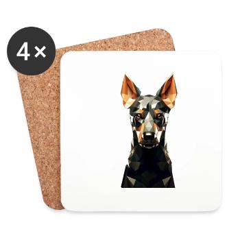 Geometric Dog Animation - Coasters (set of 4) - white - Front