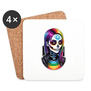 Halloween - Rock & Regenbogen - Untersetzer (4er-Set) - Weiß - Vorne