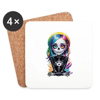 Halloween - Rock & Regenbogen - Untersetzer (4er-Set) - Weiß - Vorne