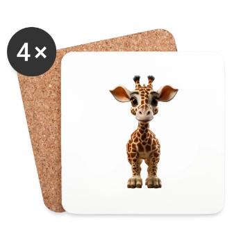 Funny Baby Giraffe - Coasters (set of 4) - white - Front