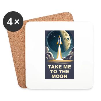 Bring mich zum Mond Vintage Space Rocket Start - Untersetzer (4er-Set) - Weiß - Vorne