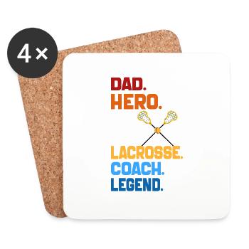 Dad Hero Lacrosse Coach Legend 2024 Retro Vintage - Coasters (set of 4) - white - Front