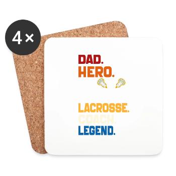 Dad Hero Lacrosse Coach Legend 2024 Sports Vintage - Coasters (set of 4) - white - Front