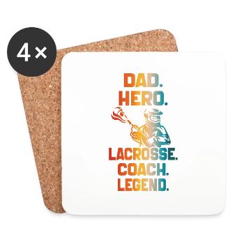 Dad Hero Lacrosse Coach Legend Lacrosse Dad 2024 - Coasters (set of 4) - white - Front