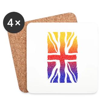Union Jack arc-en-ciel Vague en détresse - Dessous de verre (lot de 4) - blanc - Devant