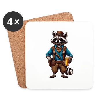Lederhosen / Animal / Traditional costume / Tradition / Raccoon - Coasters (set of 4) - white - Front