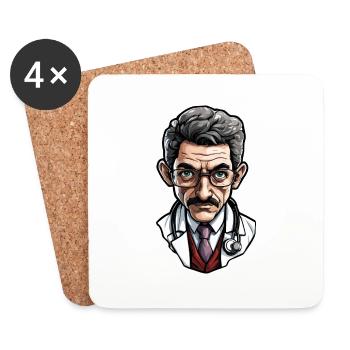 Médecin / professionnel de la santé / médecin / profession / spécialiste - Dessous de verre (lot de 4) - blanc - Devant