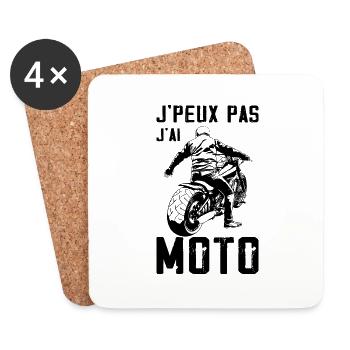 J'Peux Pas J'ai Moto - Motard - Dessous de verre (lot de 4) - blanc - Devant