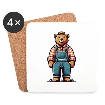 Cute Bear Farmer - Coasters (set of 4) - white - Front