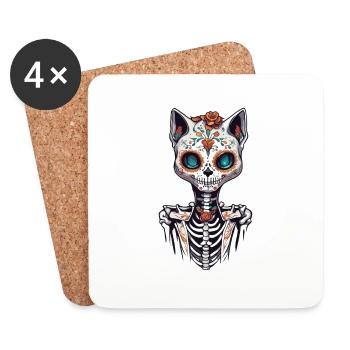 La Catrina / Tattoo / Mexico / Animal / Cat - Coasters (set of 4) - white - Front