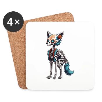 La Catrina / Tatouage / Mexique / Animal / Chien - Dessous de verre (lot de 4) - blanc - Devant