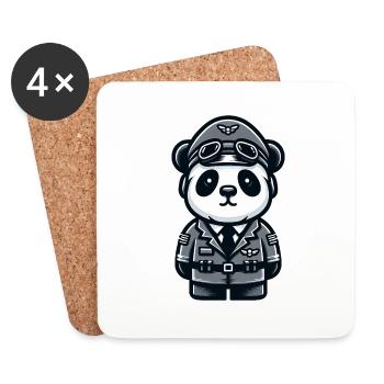 Cute Panda Pilot - Untersetzer (4er-Set) - Weiß - Vorne