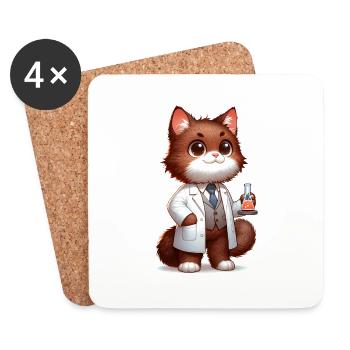 Cute Cat Scientist - Untersetzer (4er-Set) - Weiß - Vorne