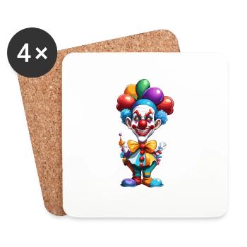 Clown / Zirkus / Fasching / Karneval / verspielt - Untersetzer (4er-Set) - Weiß - Vorne