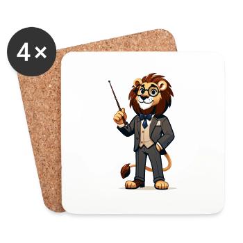 Cute Lion Teacher - Coasters (set of 4) - white - Front