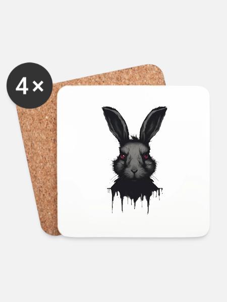 Dunkler Hase - Untersetzer (4er-Set) - Weiß