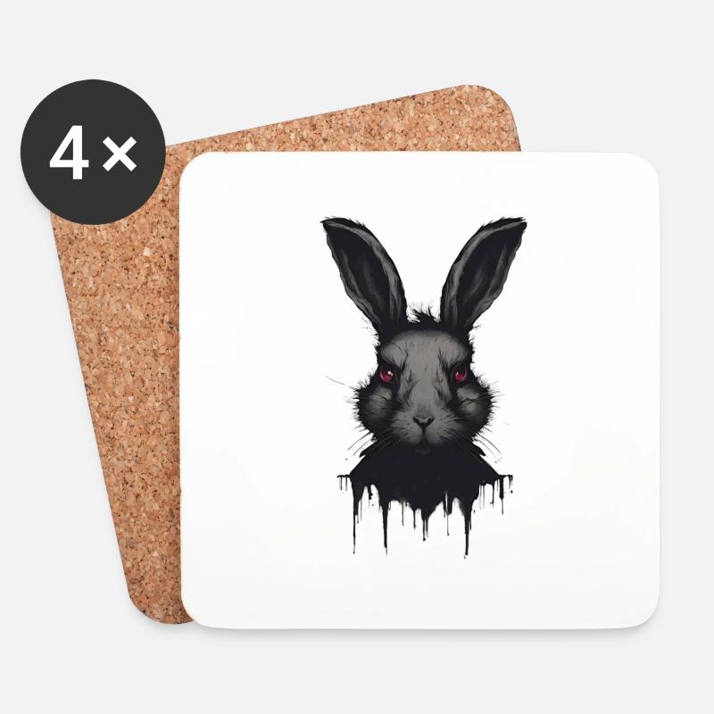 Dunkler Hase - Untersetzer (4er-Set) - Weiß