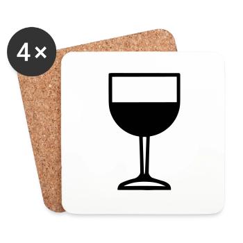 Einfaches Trinkglas - Untersetzer (4er-Set) - Weiß - Vorne