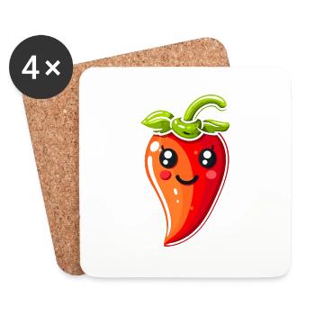 Piment - Dessous de verre (lot de 4) - blanc - Devant