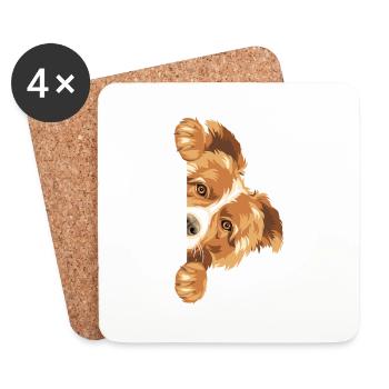 Spähender Border Collie Hund - Untersetzer (4er-Set) - Weiß - Vorne