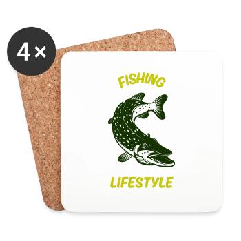 Mode de vie de pêche - Dessous de verre (lot de 4) - blanc - Devant