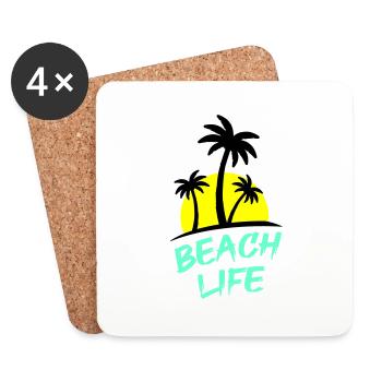 La vie à la plage - Dessous de verre (lot de 4) - blanc - Devant