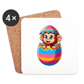 Easter Monkey Hatches Easter Egg Design - Coasters (set of 4) - white - Front