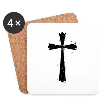 Croix avec des taches blanches > des graphiques vectoriels - Dessous de verre (lot de 4) - blanc - Devant