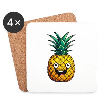 Pineapple Happy Pineapple - Coasters (set of 4) - white - Front