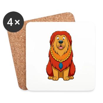 Regal Dogue tibétain Portrait chien Art Print - Dessous de verre (lot de 4) - blanc - Devant