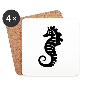 Hippocampe - Dessous de verre (lot de 4) - blanc - Devant