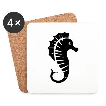 Hippocampe - Dessous de verre (lot de 4) - blanc - Devant