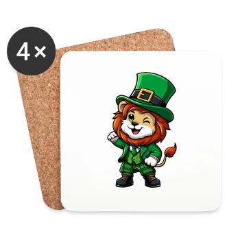 Dessin animé du lion de la Saint-Patrick - Dessous de verre (lot de 4) - blanc - Devant