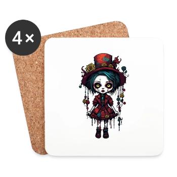 Horror Puppe / Halloween / gruselig / düster - Untersetzer (4er-Set) - Weiß - Vorne