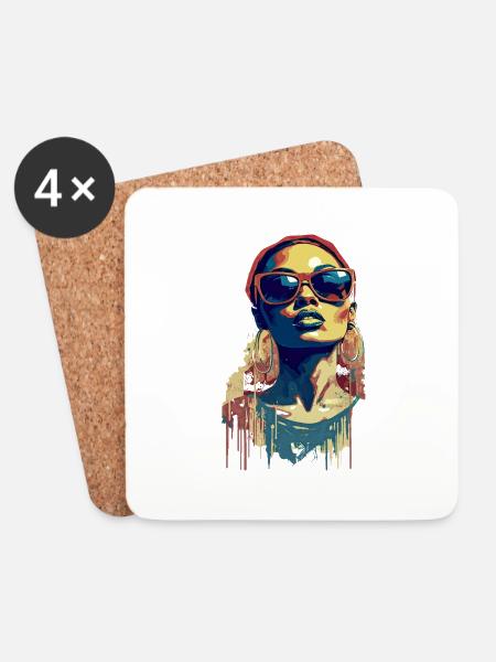 Schöne weibliche Malkunst Gesicht bunte Frau - Untersetzer (4er-Set) - Weiß